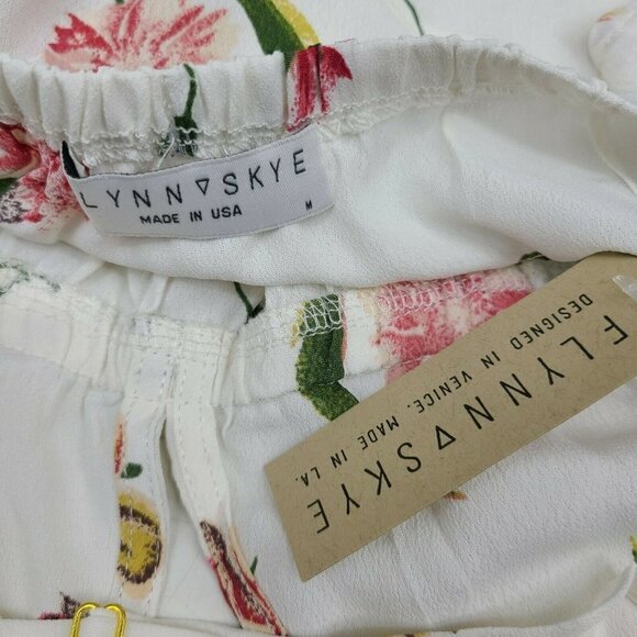 New Flynn Skye Deep V Tank Top Womens M White Pink Floral Spaghetti Strap - Picture 5 of 6